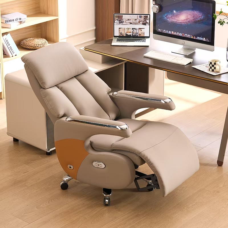 圣梵逊智能电动升降真皮老板椅可躺可午休舒适久坐家用办公电脑椅