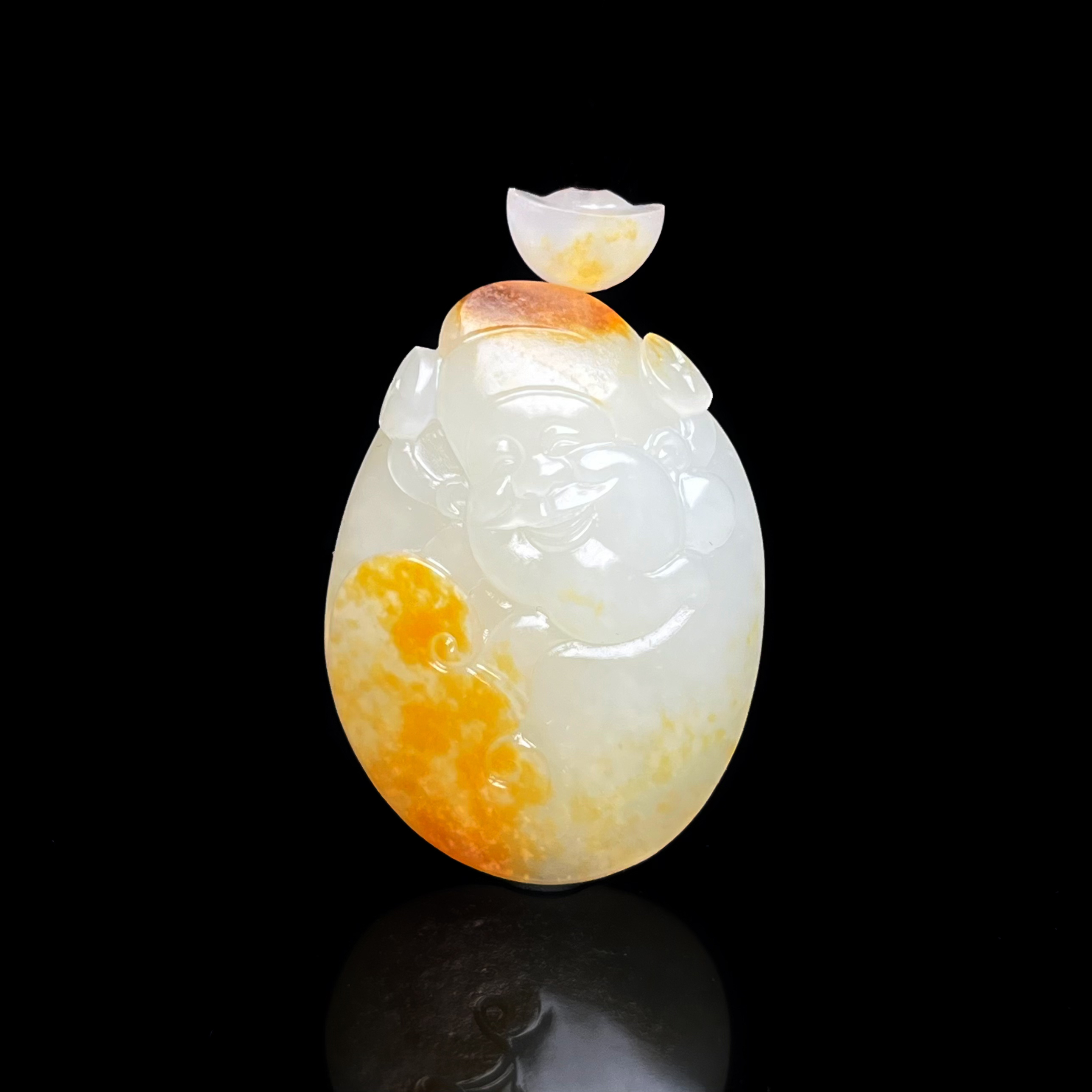 【财神】新疆和田玉 红皮白肉 鸿运当头 挂件17克