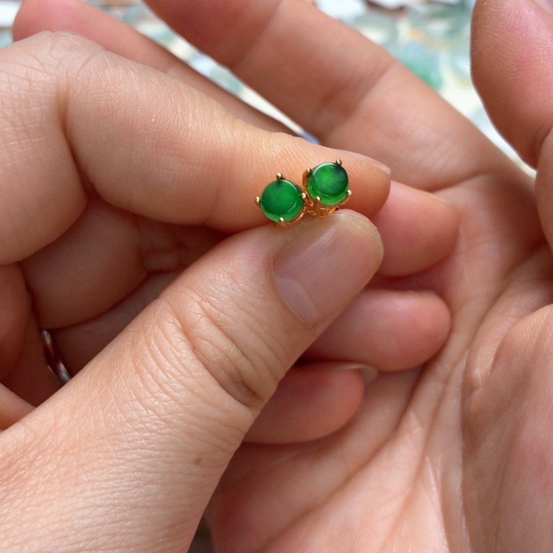 翡翠银S925镶嵌颈饰翡翠耳钉危多样发