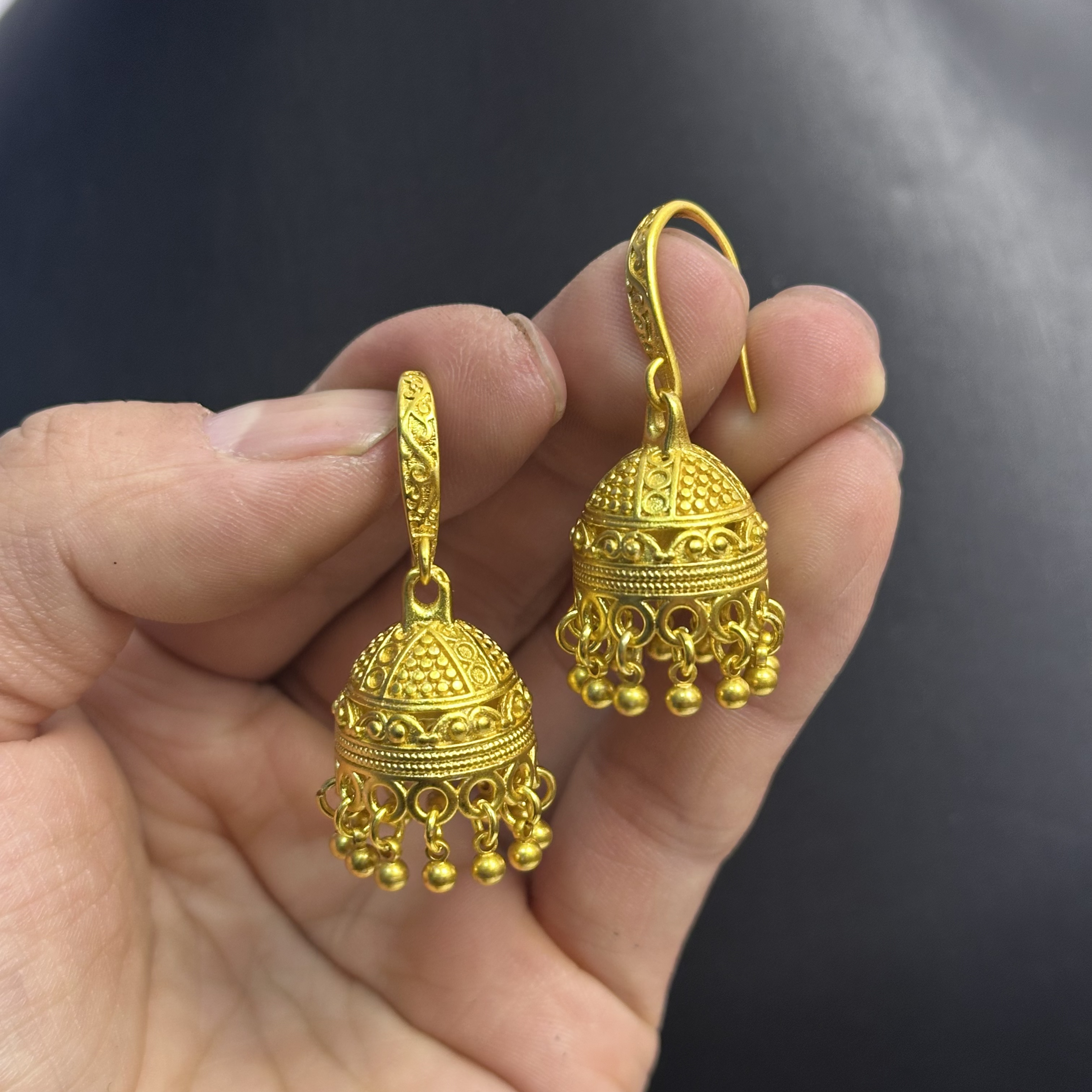 铜合金耳饰 民族风铃铛黄铜镀金简单独特不掉色