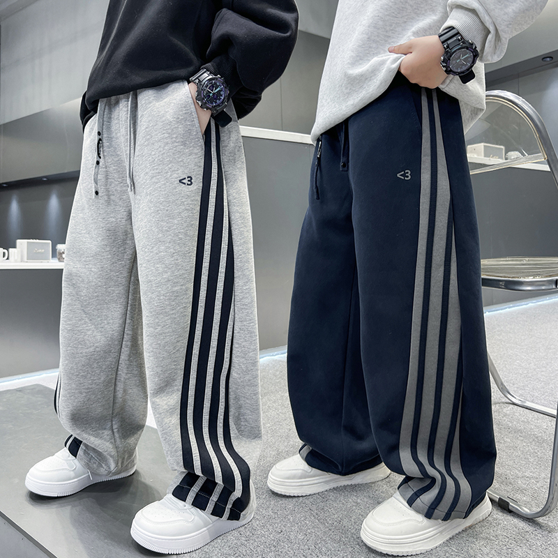 男童运动裤秋季2025新款儿童阔腿裤子春秋款初中生大童针织卫裤潮