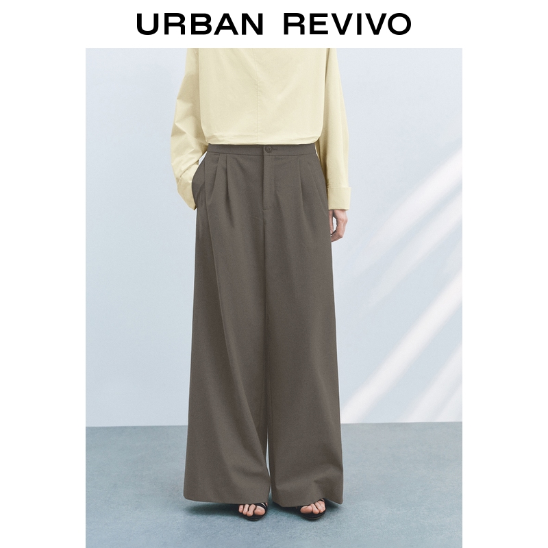 UR2026春季新款女装简约通勤气质风高腰阔腿裤ULG650001