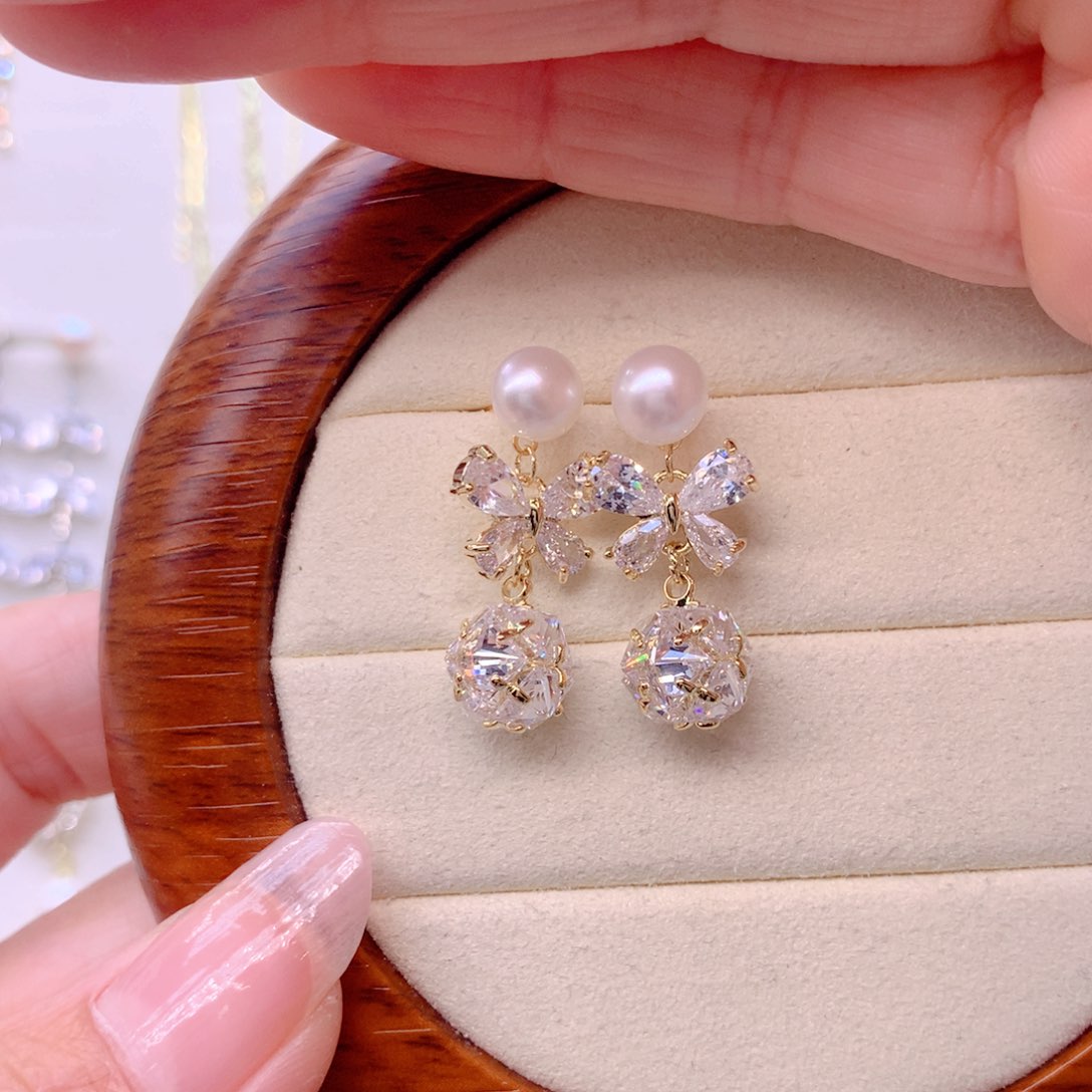 合金淡水珍珠耳饰