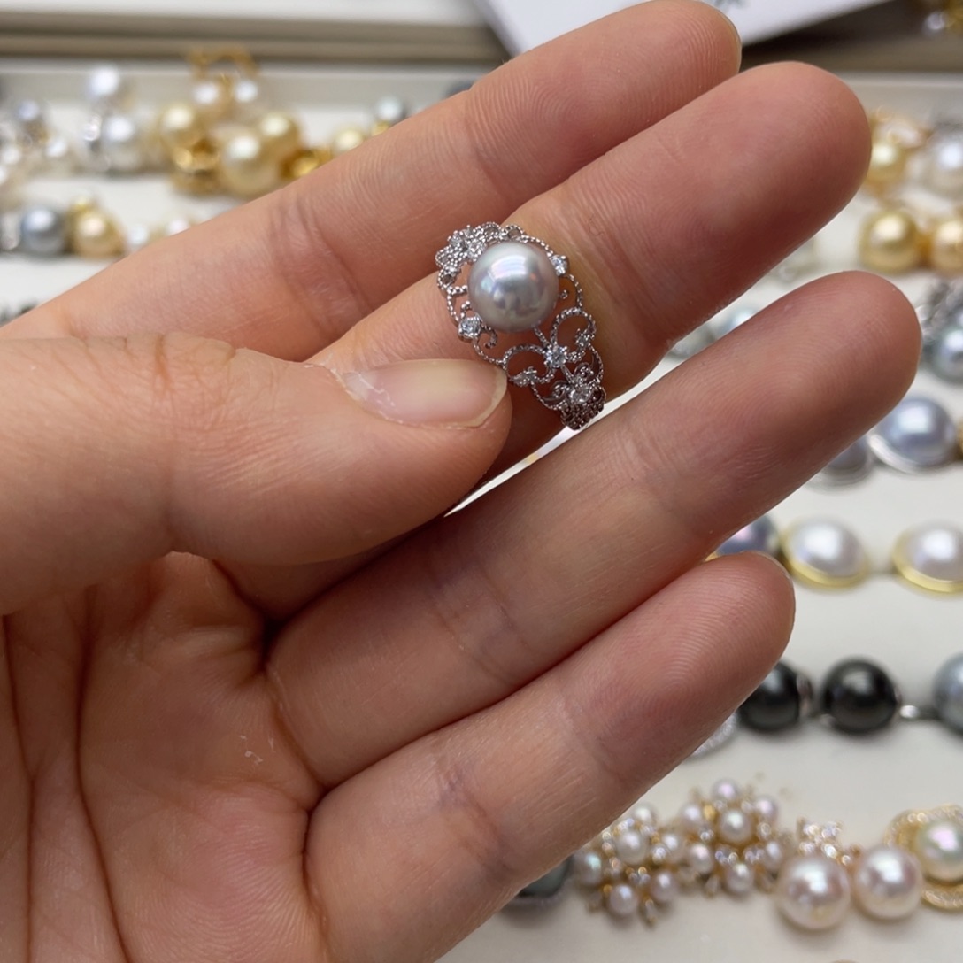 海水珍珠戒指银S925镶嵌