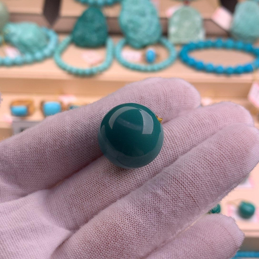 绿松石珠宝奇石未镶嵌19.2mm