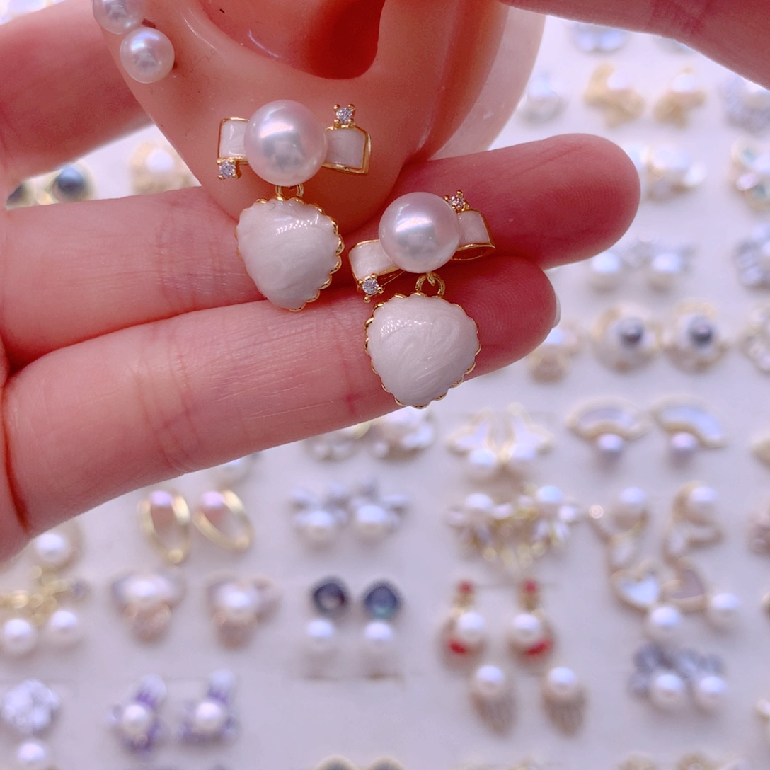 合金淡水珍珠耳饰