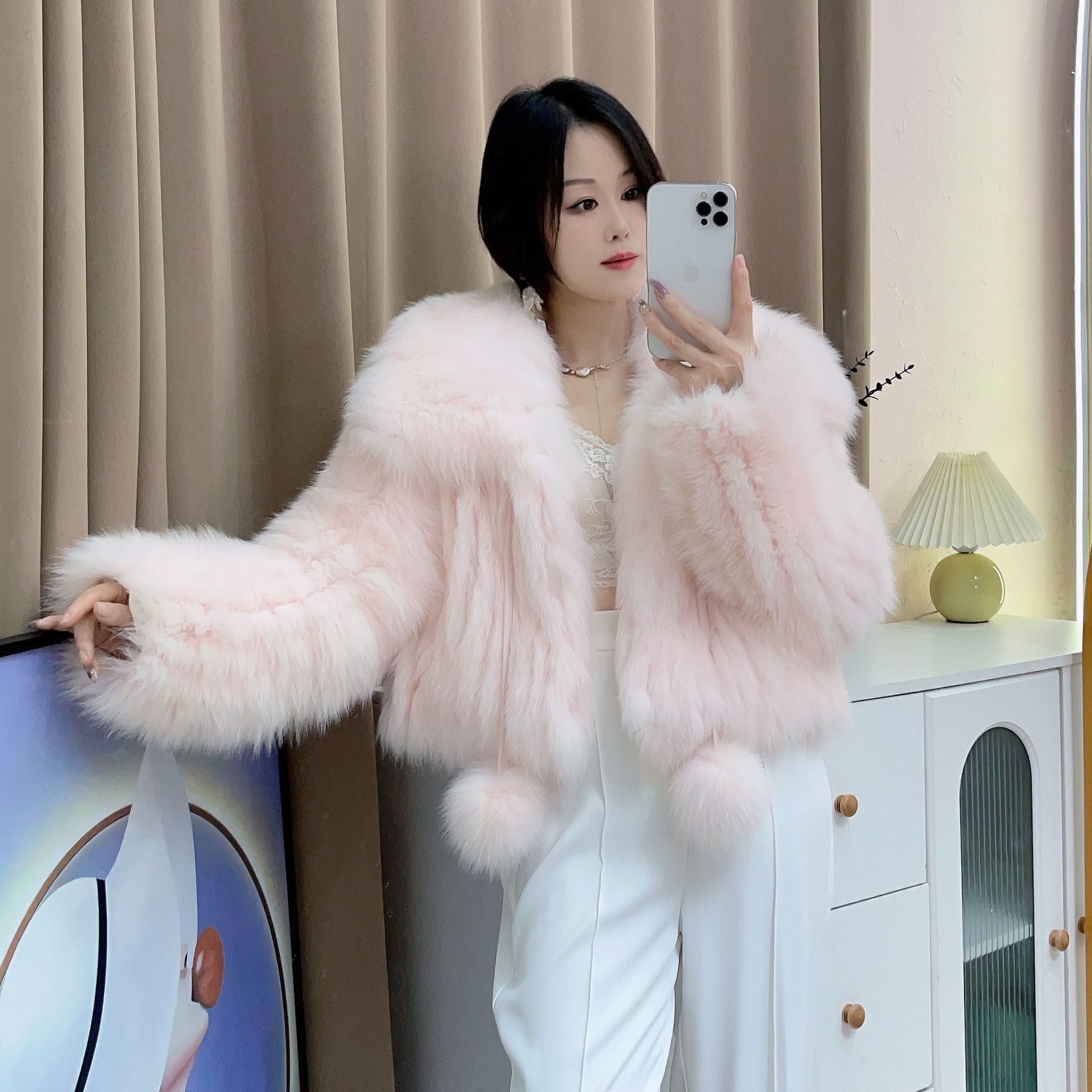 5901-6000直播间时尚网红款狐狸毛貉子毛皮草外套