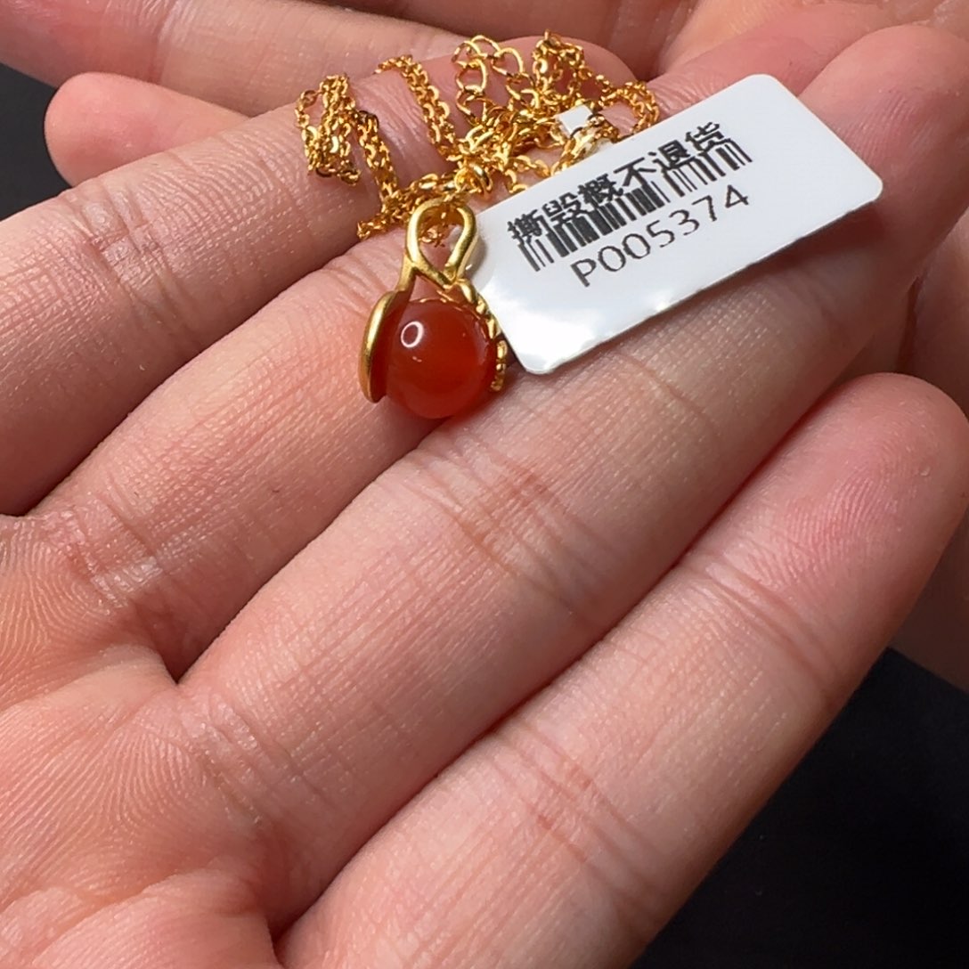 南红玛瑙冰红吊坠 P005374号银S925镶嵌