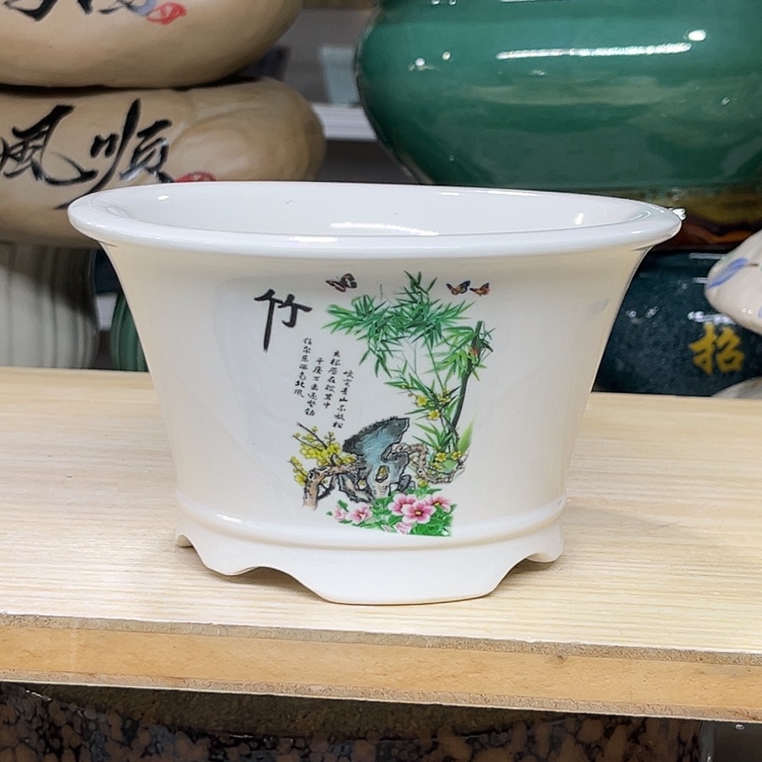 陶瓷绿植多肉微瑕贴花盆口径15*9