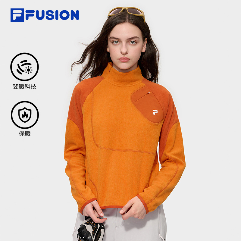 FILA斐乐女款【秋冬】季套头卫衣休闲摇粒绒针织保暖长袖T11W541207