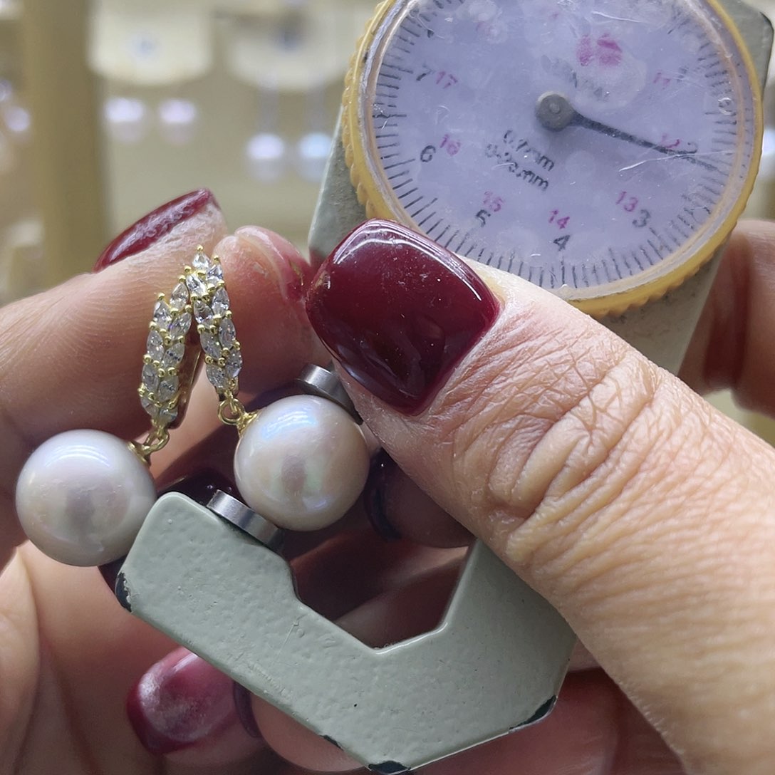 淡水珍珠耳饰银S925镶嵌