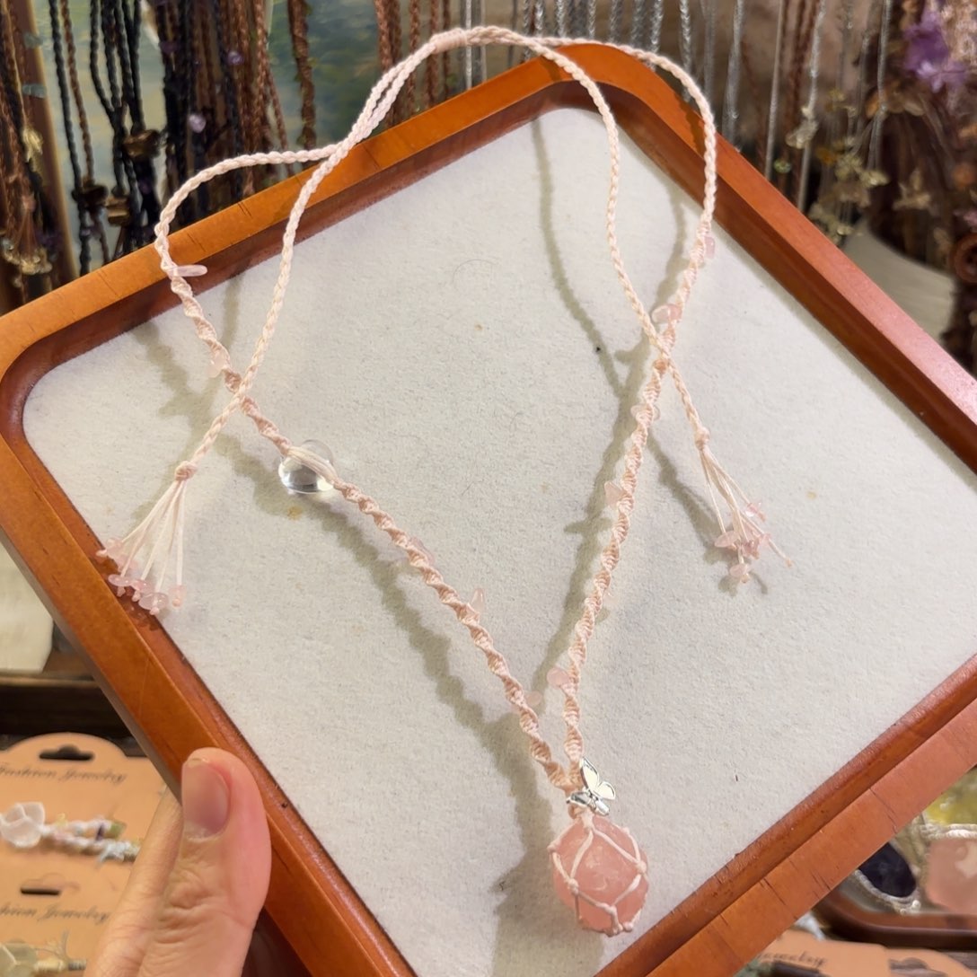 未镶嵌颈饰水晶粉水晶项链