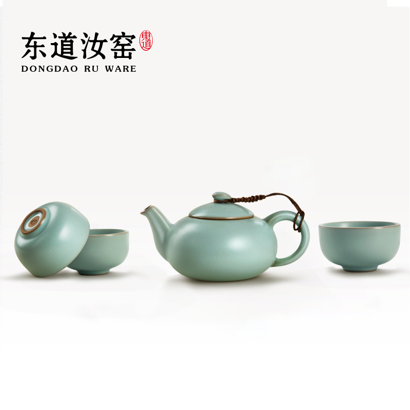 东道汝窑当代汝瓷艺术品代表作品牌爆款天乐（天青 粉青）手工套装