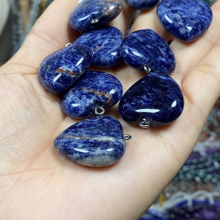 玛瑙/玉髓未镶嵌珠宝半成品天然蓝纹吊坠卡25mm（3颗）