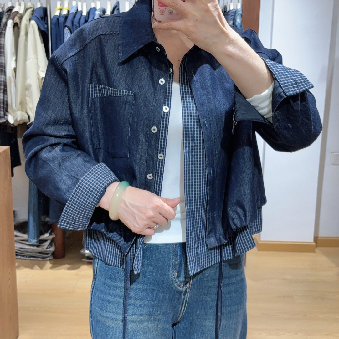 秋款假两件牛仔衬衣1629款