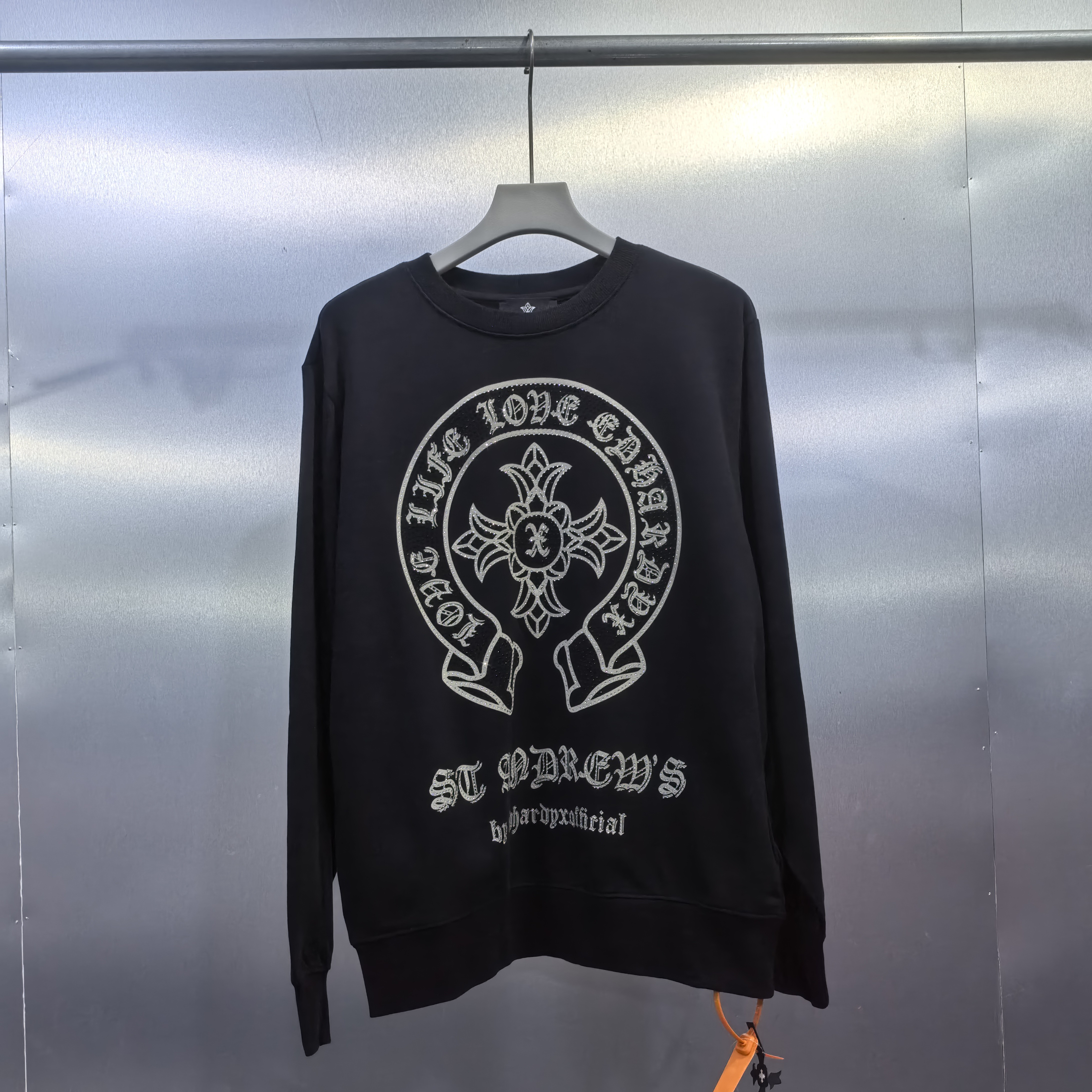 F04-110127-EDX春秋款时尚复古正面烫钻几何图案百搭圆领卫衣