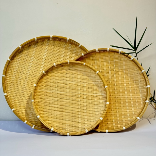 L888竹编（三件套）竹簸箕竹晒筐42/36/30