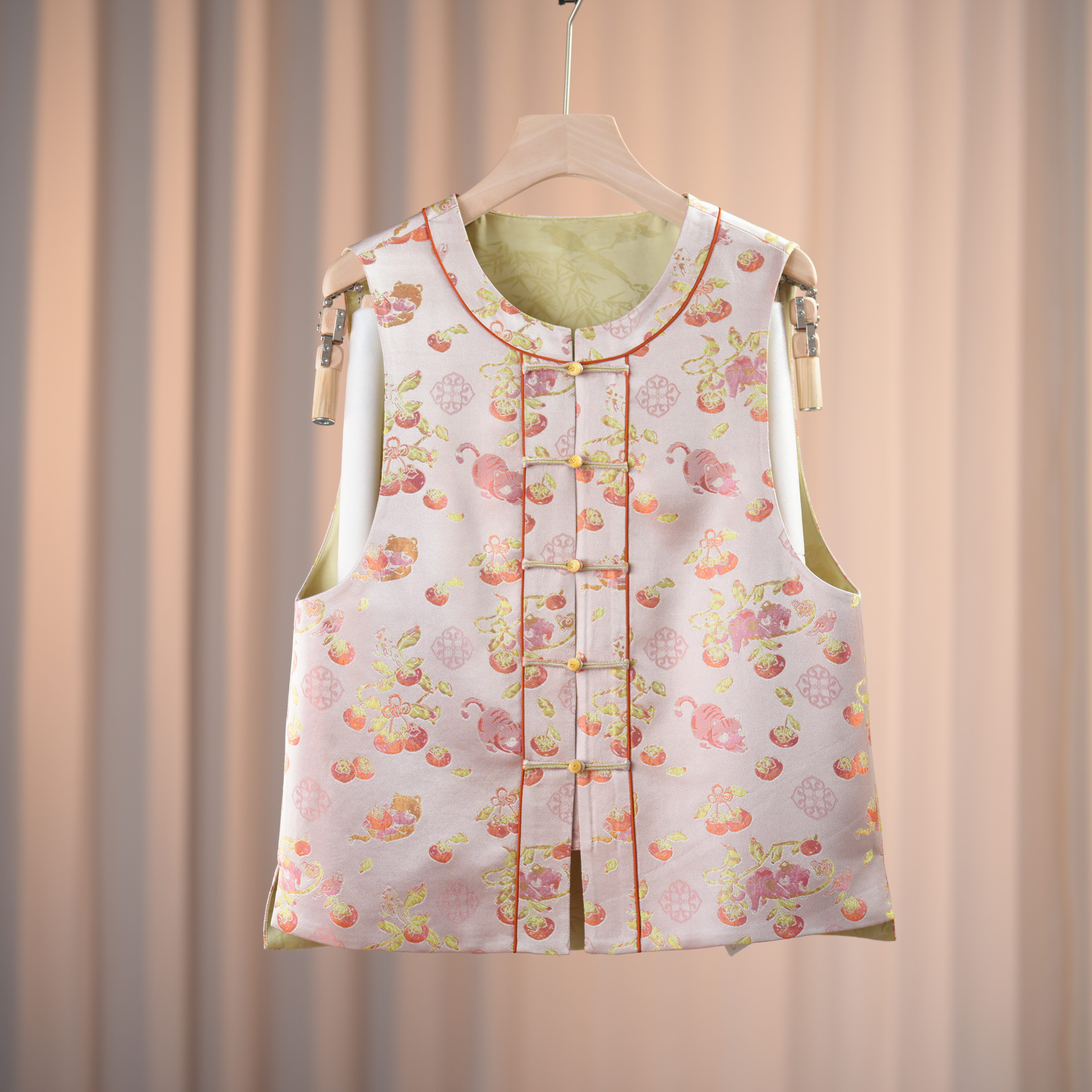 云岫-YZ860513新中式宋锦桑蚕丝复古时尚百搭中国风气质马甲女装