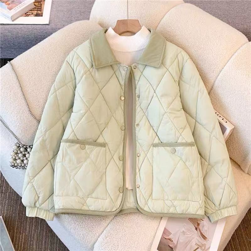 小香风轻薄菱格棉服秋冬款2025新款时尚洋气小个子棉袄短外套棉衣