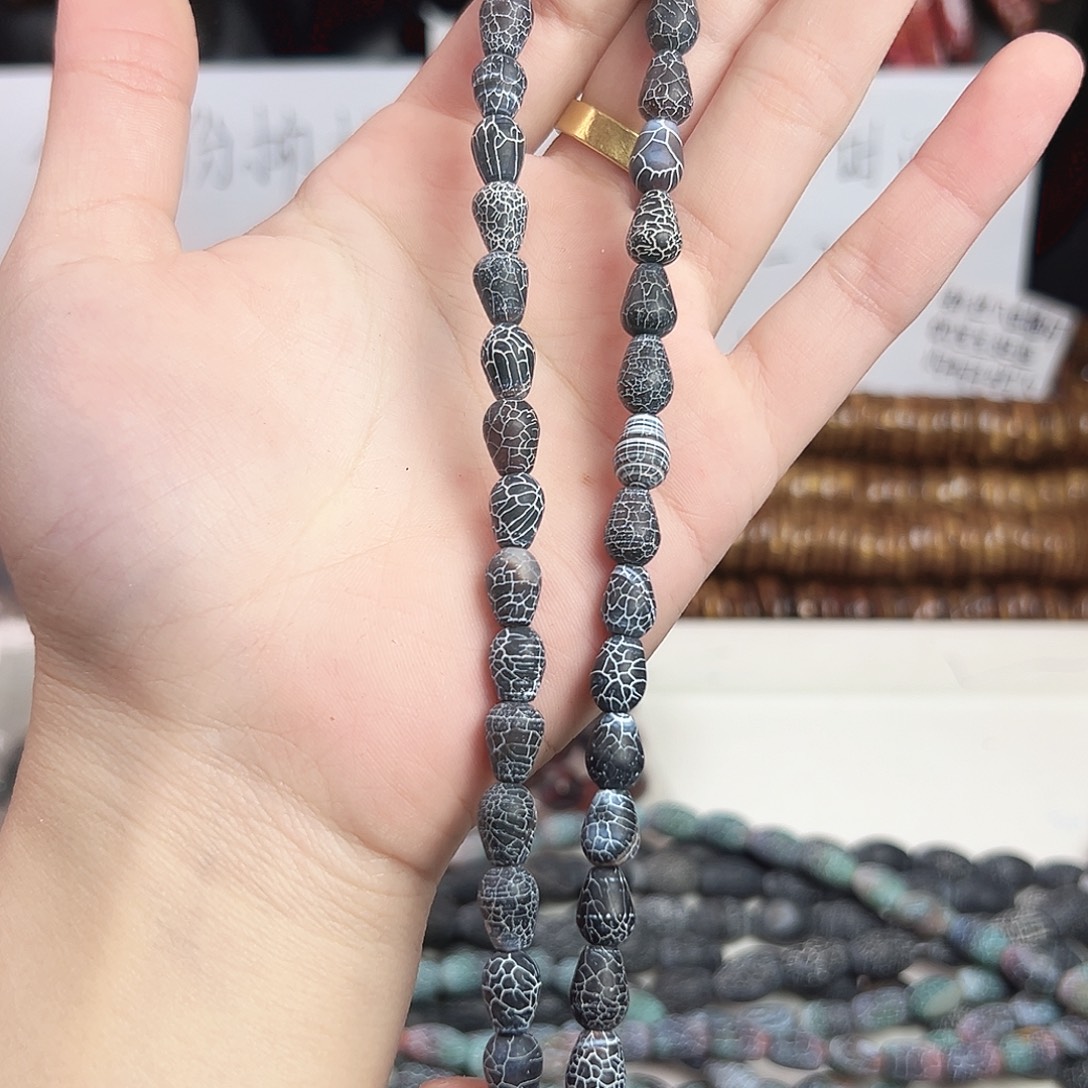 玛瑙/玉髓合金珠宝半成品h633 7m 药霜水滴一条