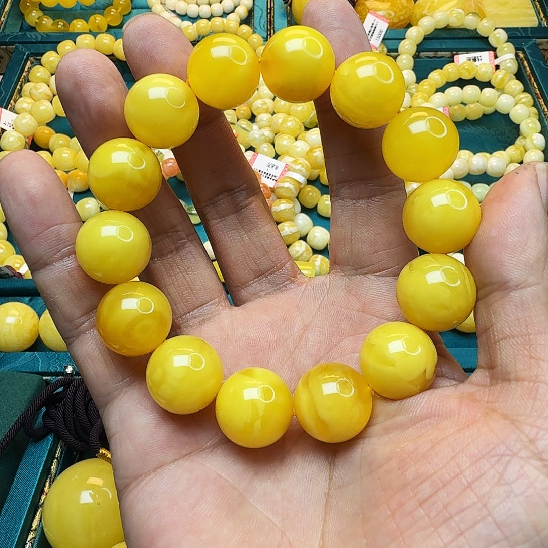 蜜蜡珠宝奇石未镶嵌16.5m黄花单圈