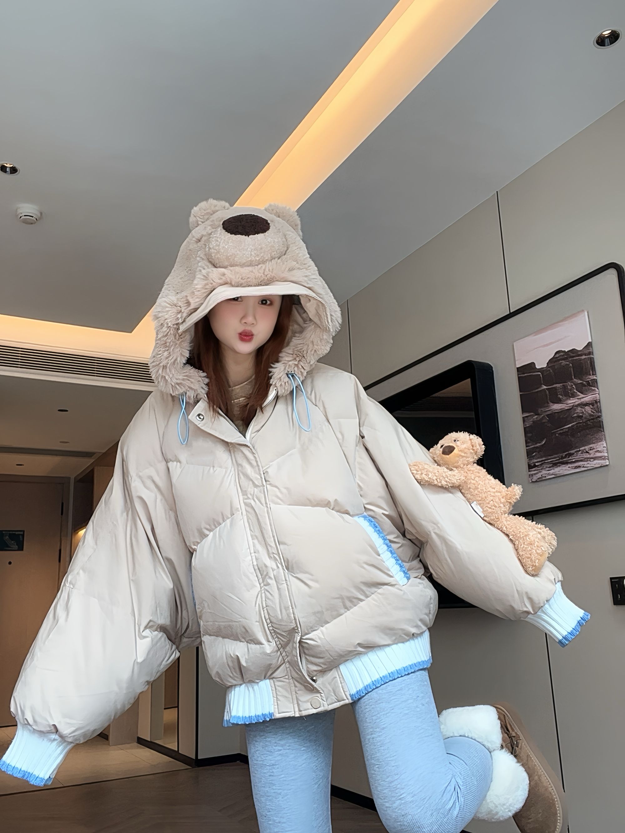 【方方定制】2025冬季新品小熊小兔子考拉立体玩偶休闲羽绒服 F097