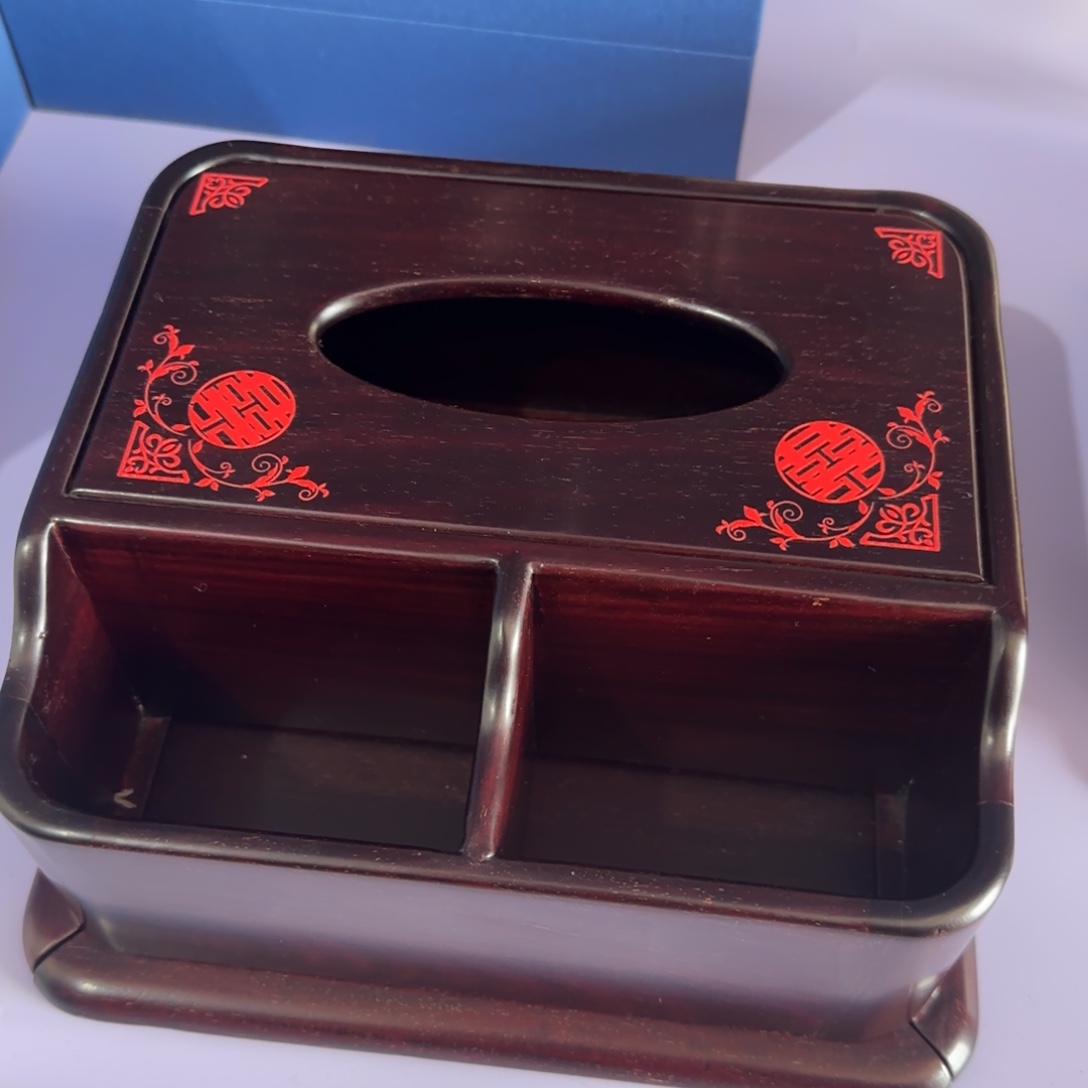 端景台紫檀木类赞比亚血檀抽纸盒
