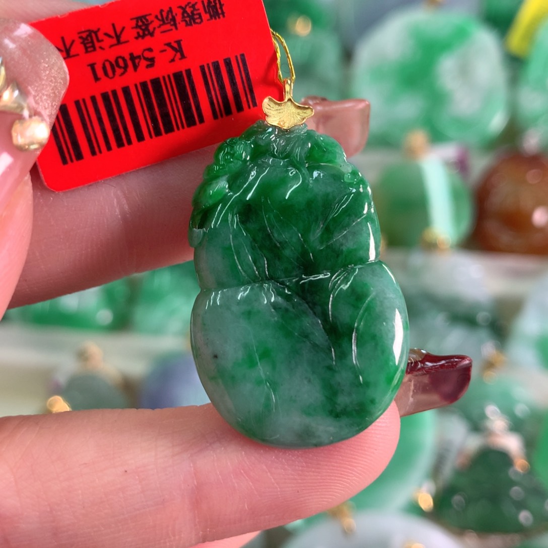 翡翠吊坠(不含链)18K金镶嵌