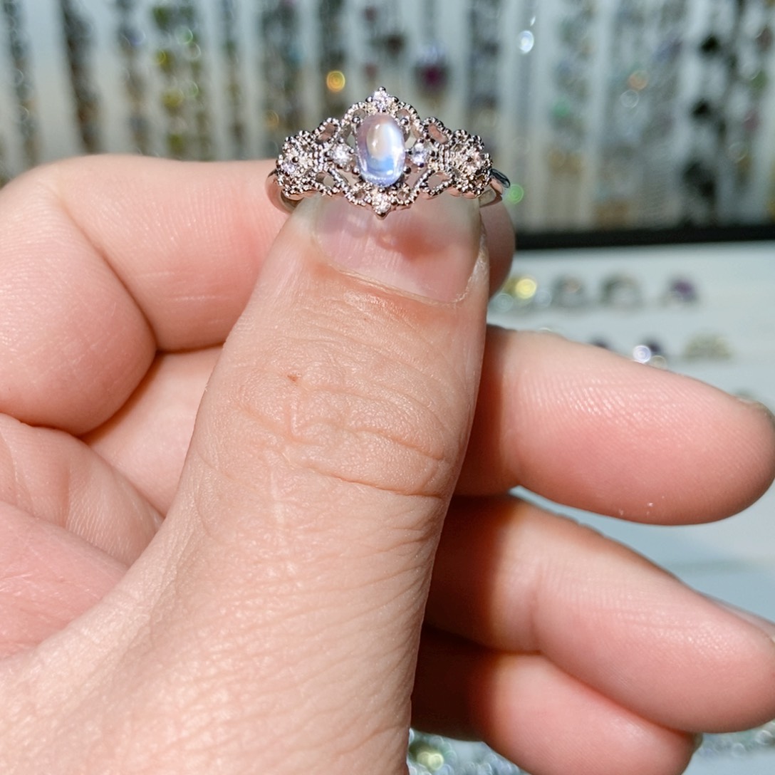 绿水晶戒指银S925镶嵌