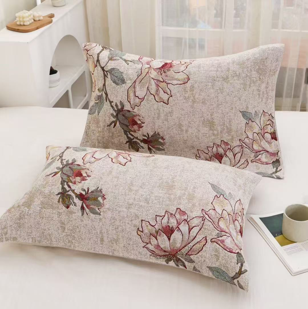 【玉兰花】52*78cm 雨露 麻透气纱布枕巾一对装