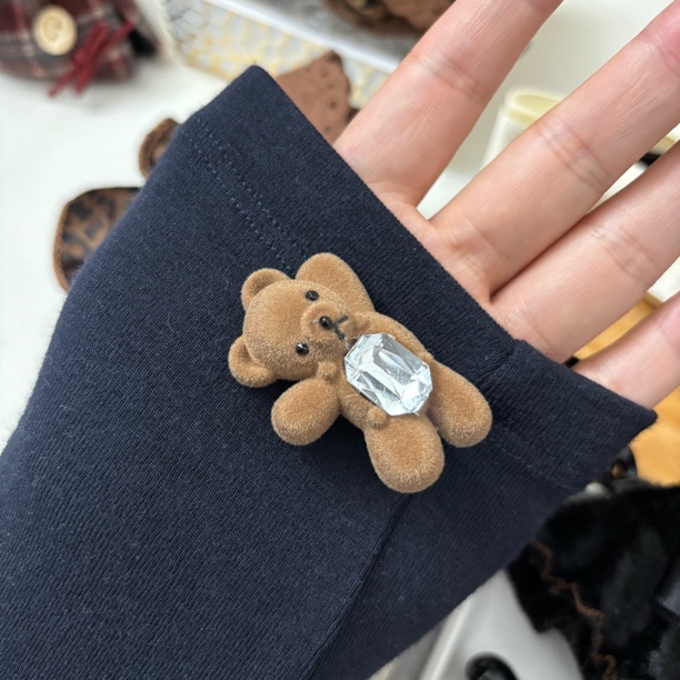 植绒小熊鸭架可爱招手小熊边夹发卡精致小巧发夹刘海侧边碎发D011