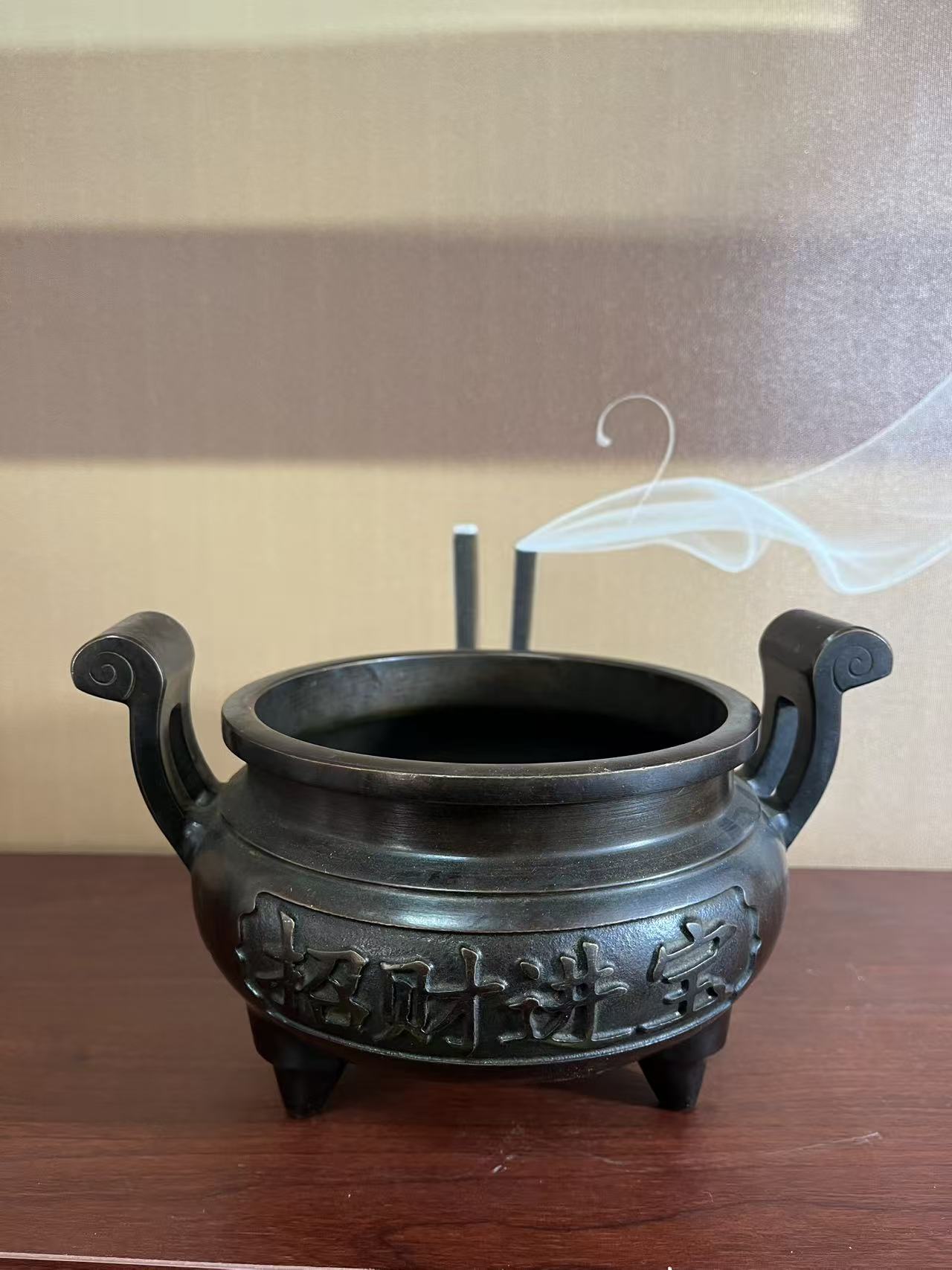 纯铜官帽香炉烧香香炉有求必应家居工艺品摆件中号