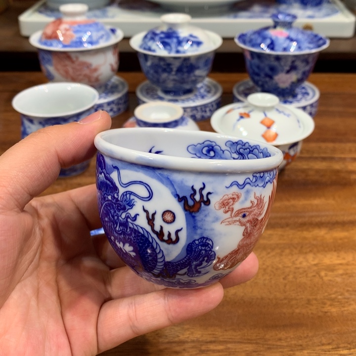 自成堂柴窑 青花釉里红