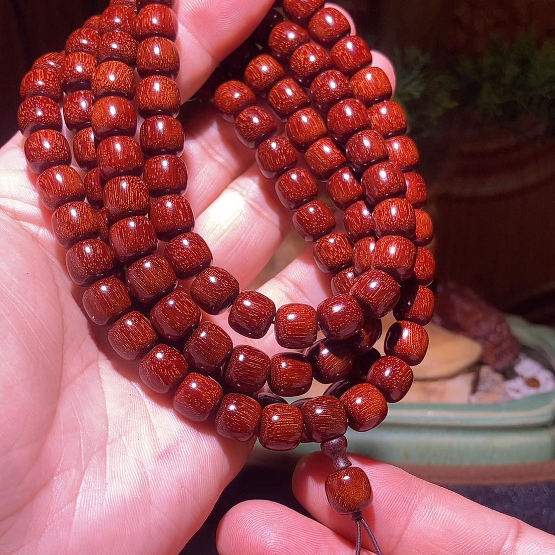 木巅峰毕业，印尼金星紫檀1.0老邢108超级无敌爆满真金星老料泥料