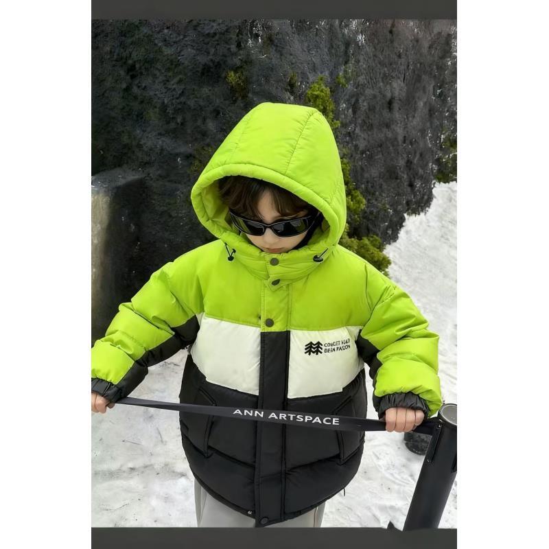 200824童装男童棉衣外套2025冬韩版洋气潮酷加绒加厚棉服连帽外套