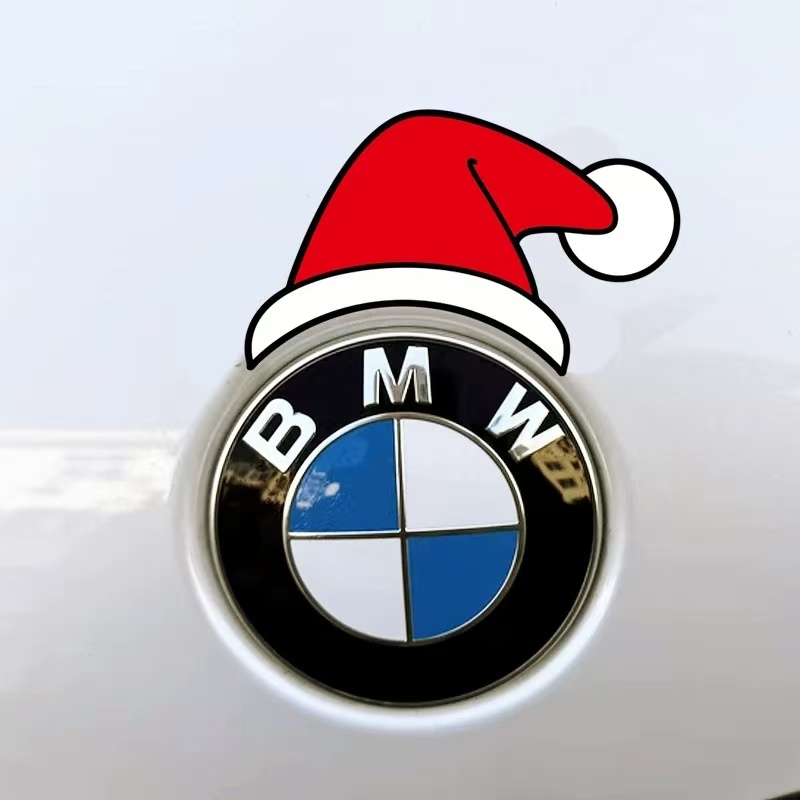 适用宝马贴纸3系5系X1X3X4圣诞帽小红帽贴纸汽车个性车身标饰贴