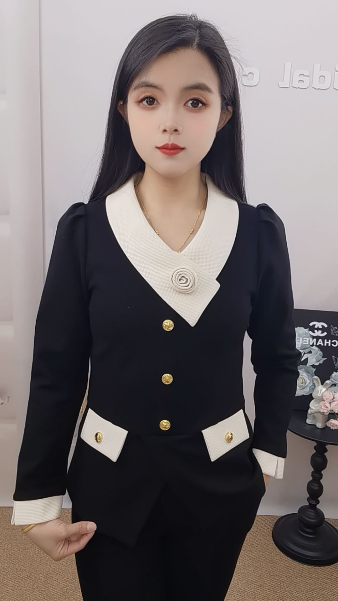 2025冬季新款加绒洋气时尚修身显瘦微喇裤套装（5132）