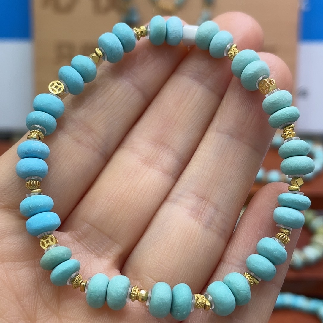 绿松石18K金镶嵌珠宝奇石