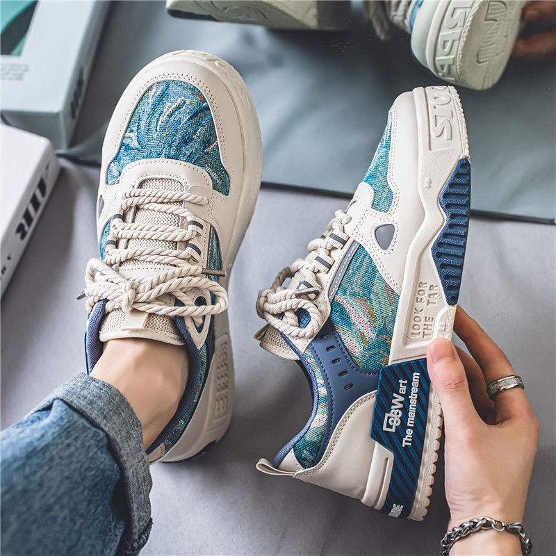 国潮男鞋2025新款夏季百搭小众原创休闲板鞋厚底防滑运动潮鞋099