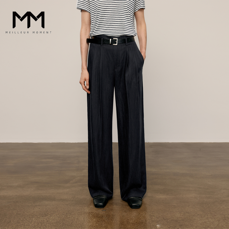 【服饰专属】夏日通勤休闲裤MM麦檬藏青商场同款25秋新5G8152461