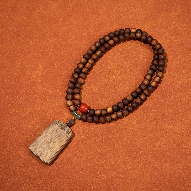 沉香【国际检测中心】“特级”铁锈红富森红土沉水88颗8mm赠无事牌