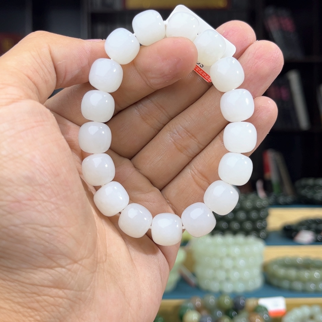 和田玉手串未镶嵌纯天然和田玉新疆黑山山流水卡12老型