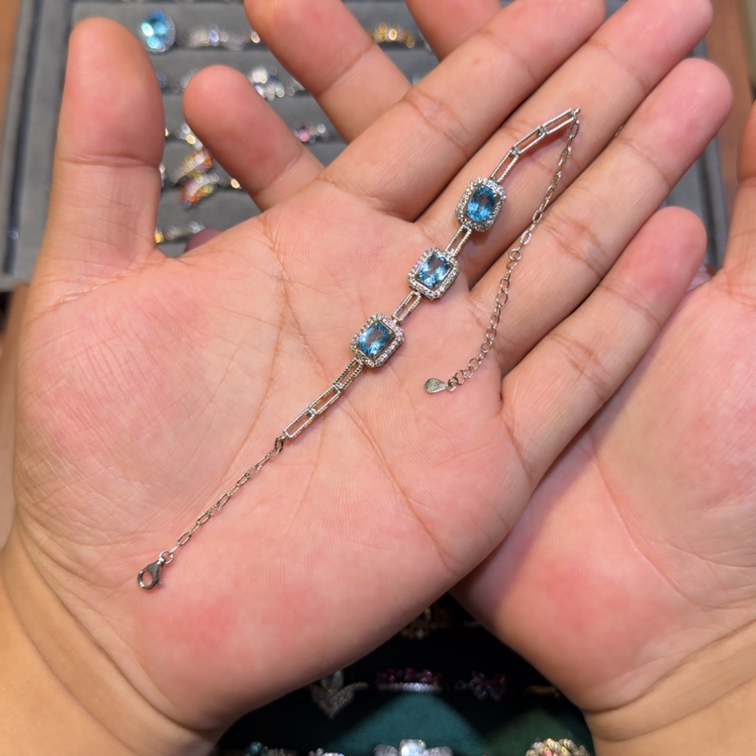 托帕石手链银S925镶嵌