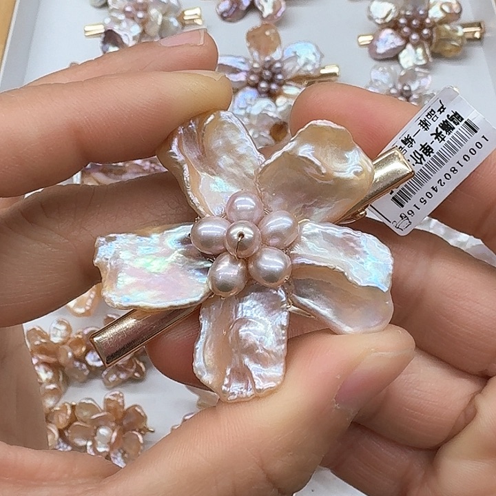 淡水珍珠发饰银S925镶嵌