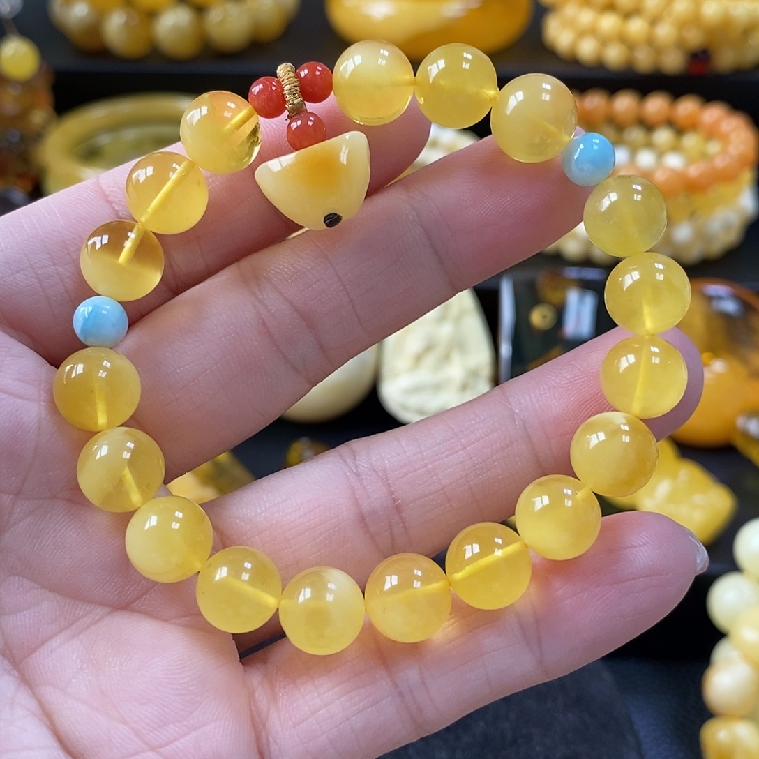 琥珀未镶嵌手链9+