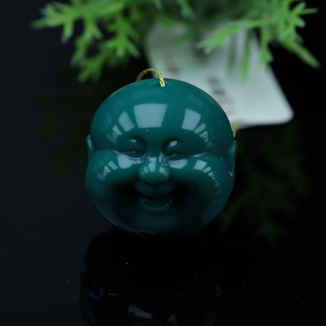 原矿纯天然绿松石精品弥勒佛头