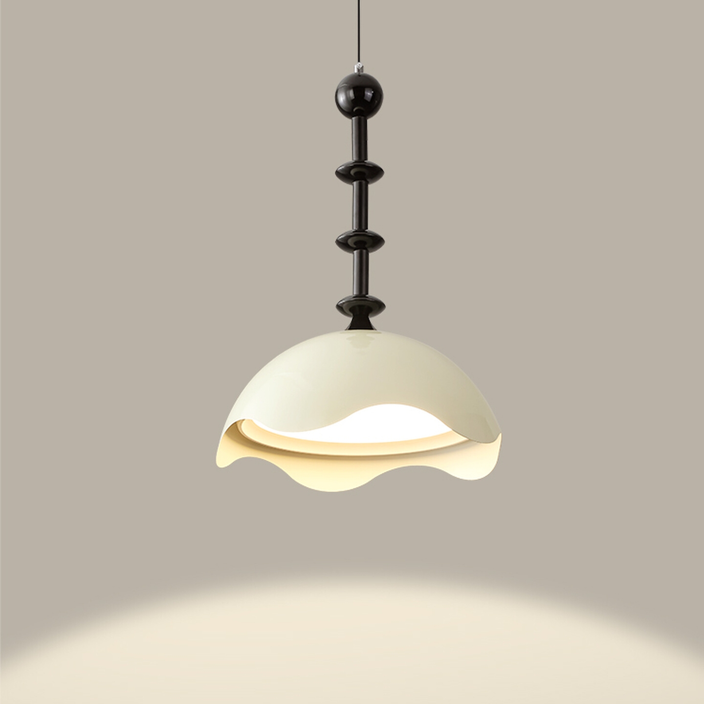 式奶油风蛋壳餐厅吊灯简约中古餐桌灯美式复古饭厅灯日式诧寂风