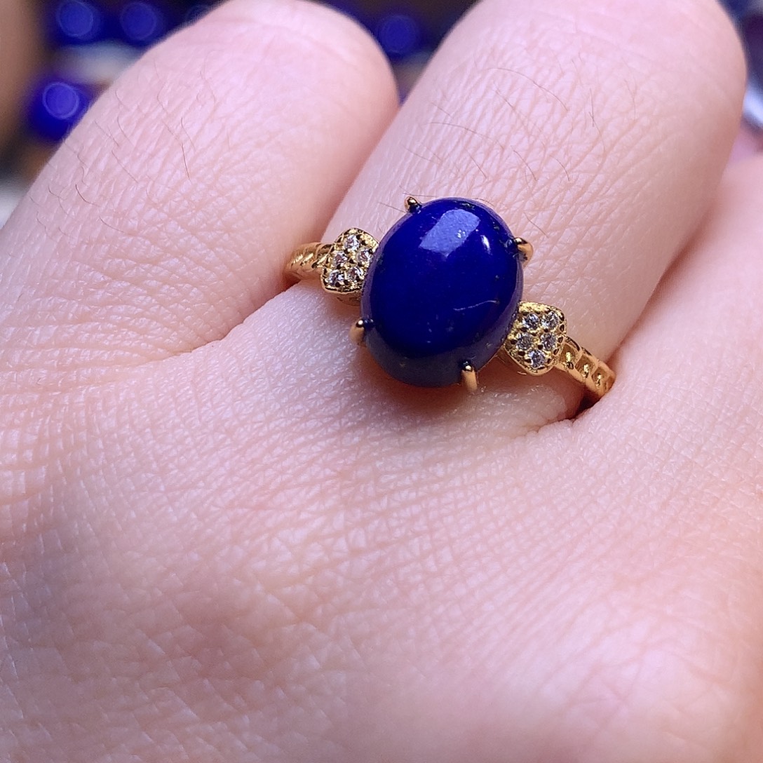 青金石银S925镶嵌戒指10/8