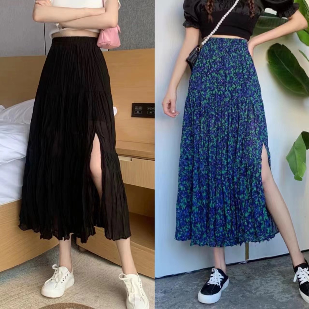 妍妍2025大码女装胖mm秋冬网纱不规则半身裙大码胖mm显瘦百褶裙