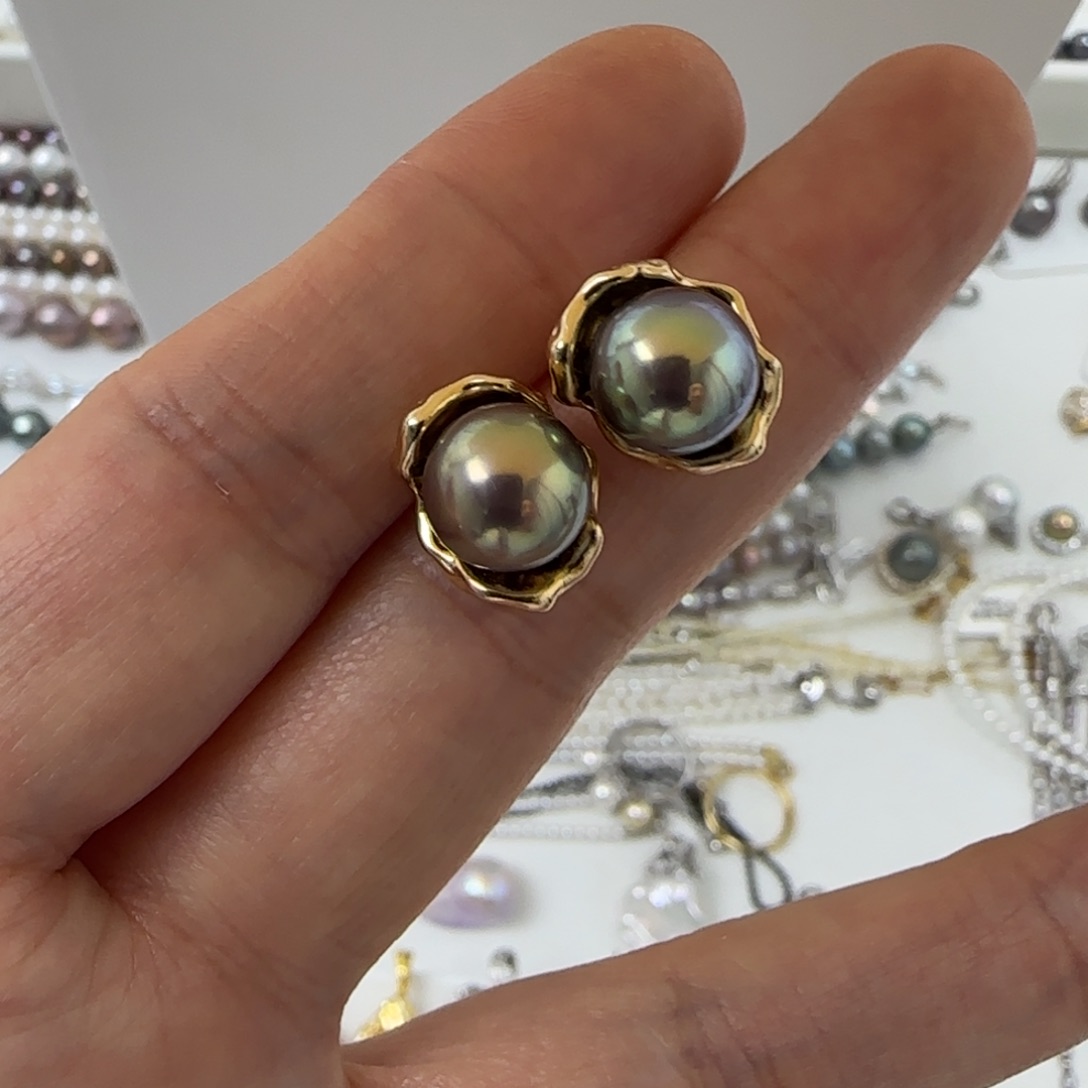 淡水珍珠耳饰银S925镶嵌